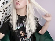 Blonde trans pornstar Daisy Taylor solo masturbation and cumshot