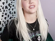 Blonde trans pornstar Daisy Taylor solo masturbation and cumshot