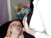 Cute young tgirls blowjob and footjob