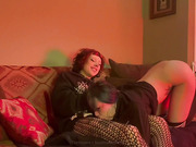 Young tattooed shemale creampies her emo girlfriend's pussy