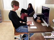 Hot shemale brunette fucks and creampies the IT guy