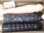 cute tgirl DaniTheCutie painfully fucks herself with a weird dildo