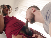 Femboy in red lingerie in mutual suck and fuck