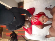 Bubble butt ebony shemale pounded by two BBC