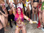 Chubby girl gets gangbanged by 14 trannies for her birthday
