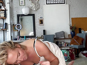 Pretty blonde TS loves riding her lover's hard cock