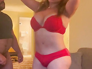 Curvy Latina tranny and a fat guy mutual anal homemade video