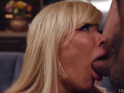 Huge tits TS pornstar flip fucks older guy