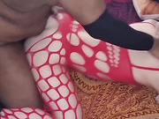 Shemale blondie fucked and cum filled by fat black guy