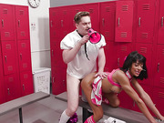 Trans cheerleader gets hard fucked in the locker room