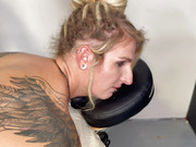 Blonde Amazon shemale massage, anal fuck and happy ending