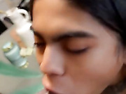 Cute tranny sucks and takes hard cock in POV