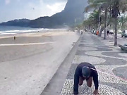 Beautiful Latina she male takes slave for a walk