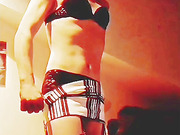 myself stripping and then riding my dildo