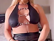 Busty blonde tranny tops her horny man