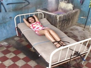 Latina tranny in bondage gets roughly fucked