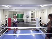 Trans boxers bareback mutual fucking on the boxing ring