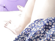 Your doll tgirlfriend Dani gave you a quick footjob