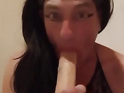 Crossdresser Deepthroats Dildo part 2