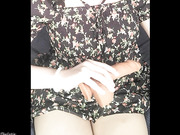 Pretty lil tranny DaniTheCutie holds a thick dildo in her tight ass