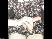 Pretty lil tranny DaniTheCutie holds a thick dildo in her tight ass