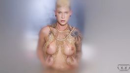 Danni stroking her enormous dick