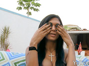 Big boobs shemale Helen Rivera asshole railed outdoors