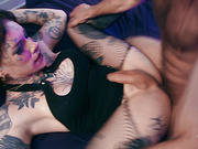 Goth shemale hottie gets her tight ass filled bareback