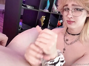 Young tgirl gives footjob before getting ass fucked