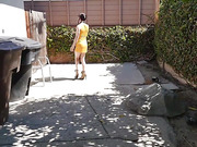 Cute tgirl fucked in the backyard by her neighbor