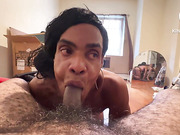 Tranny got vacuum cleaner mouth