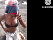 Tranny get deez nuts on roof