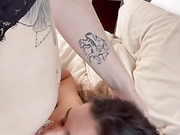 Two hot shemales in sexy lingerie mutual oral sex