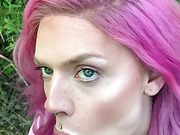 Barbie trans girl sucks and fucks at public park