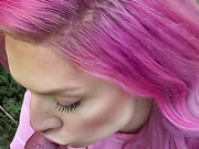 Barbie trans girl sucks and fucks at public park