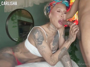 Mature ebony shemale gets her big ass thoroughly dicked