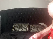 Blonde mature shemale toying her big ass