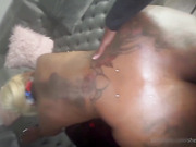 Huge ass black shemale gets raw anal pounded