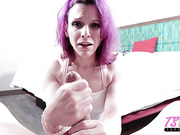 Sexy trans in chastity Evelyn Nyte gets fucked in POV