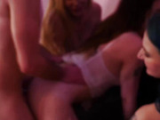 Guy fucks 2 girls and a trans in a homemade foursome