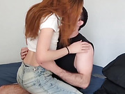Horny amateur trans girl rides her lover's hard dick