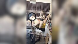 Beautiful blonde shemale mutual fuck with her man
