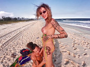 Trans beauty fucks her BF on the beach