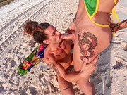 Trans beauty fucks her BF on the beach