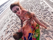Trans beauty fucks her BF on the beach