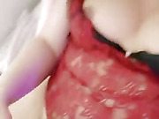 TS hottie gets her cock sucked and tops a sissy