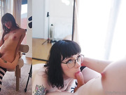 Cute young trans girlfriends enjoy sensual raw anal sex