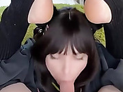 Cute trans girl sucks her own cock and eats her cum