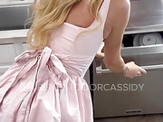 Blonde tranny stunner gets dicked in the kitchen