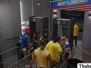 Two security officer fucked by soccer fans